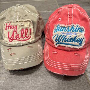 KBETHOS Vintage Distressed Hat Bundle Hey Y’all + Sunshine & Whiskey Caps